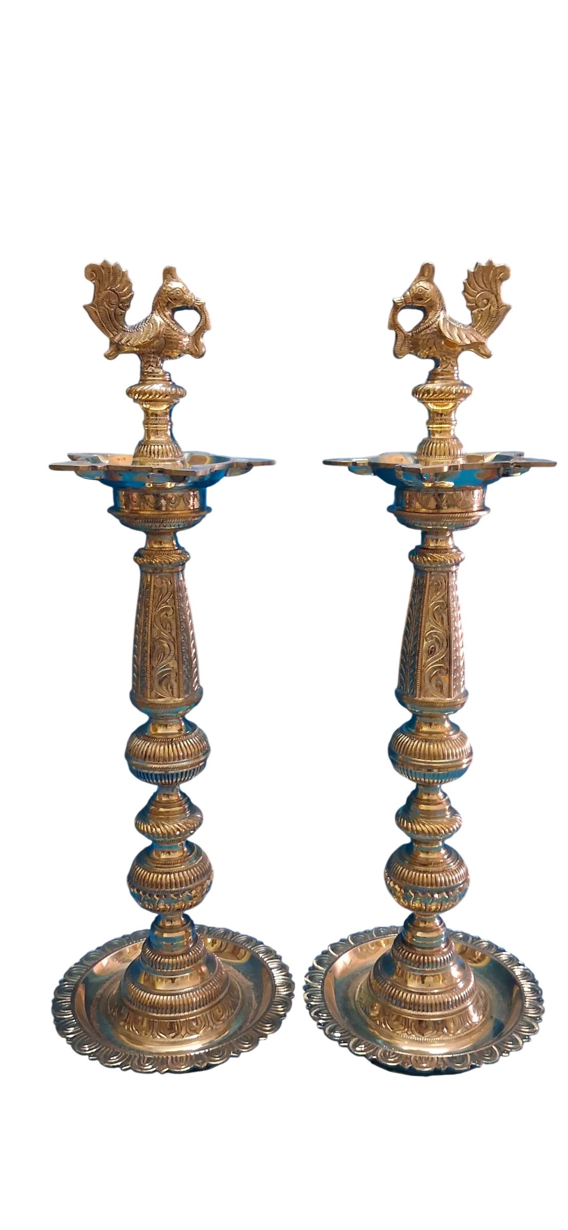 Jodi Pattai Kuthu Vilakku (Pure Brass) - 26"H Inches
