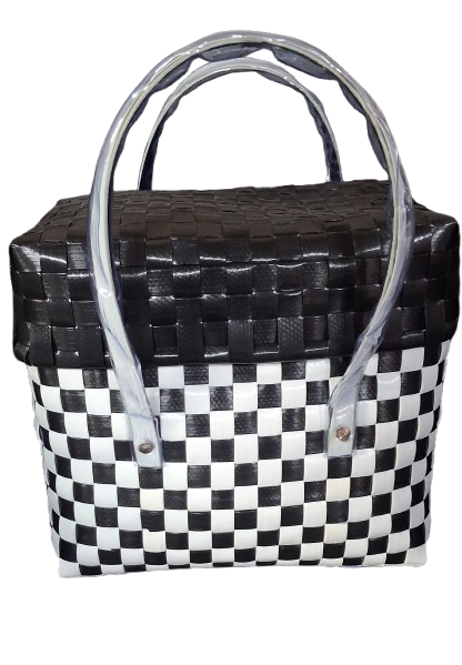 Chettinad Heritage Basket - Black & White - Size 4