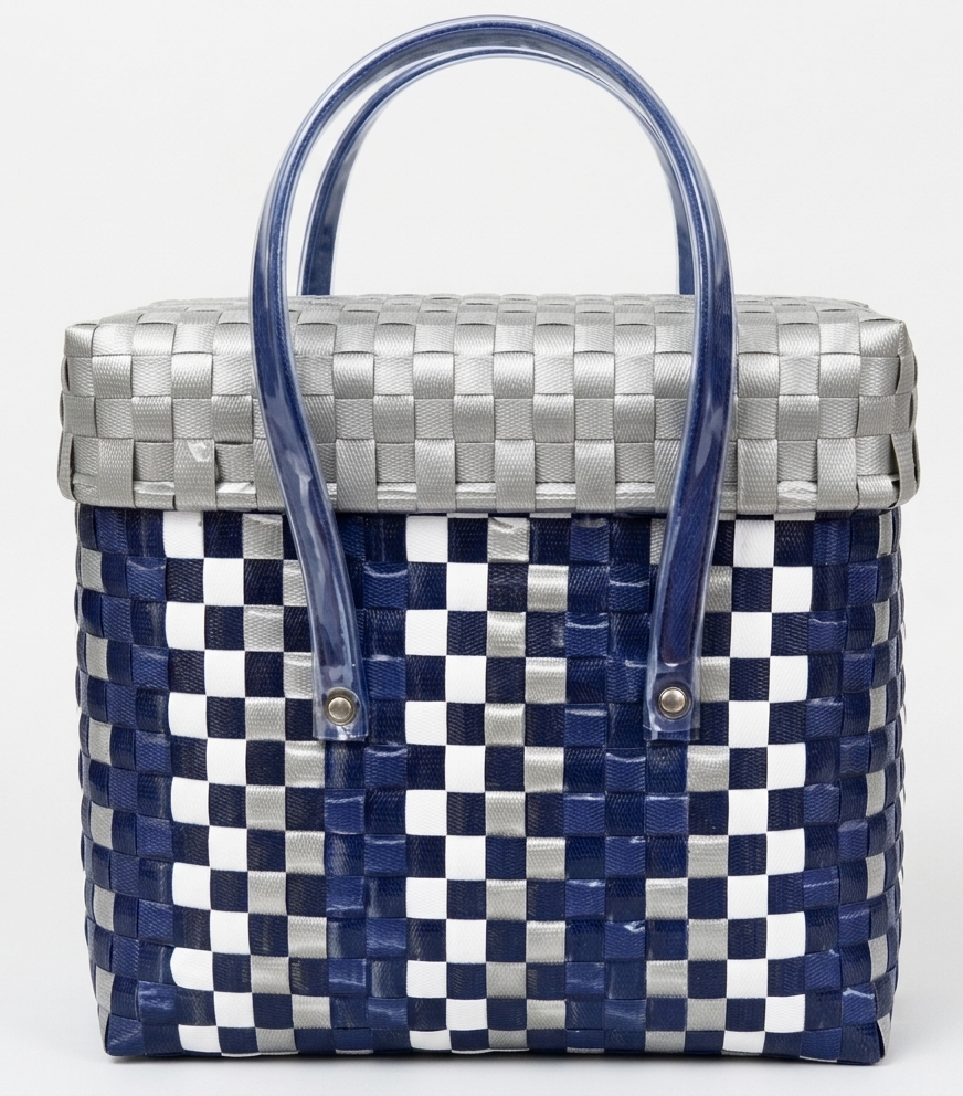 Chettinad Heritage Baskets - Set of 5 - Blue & Grey & White