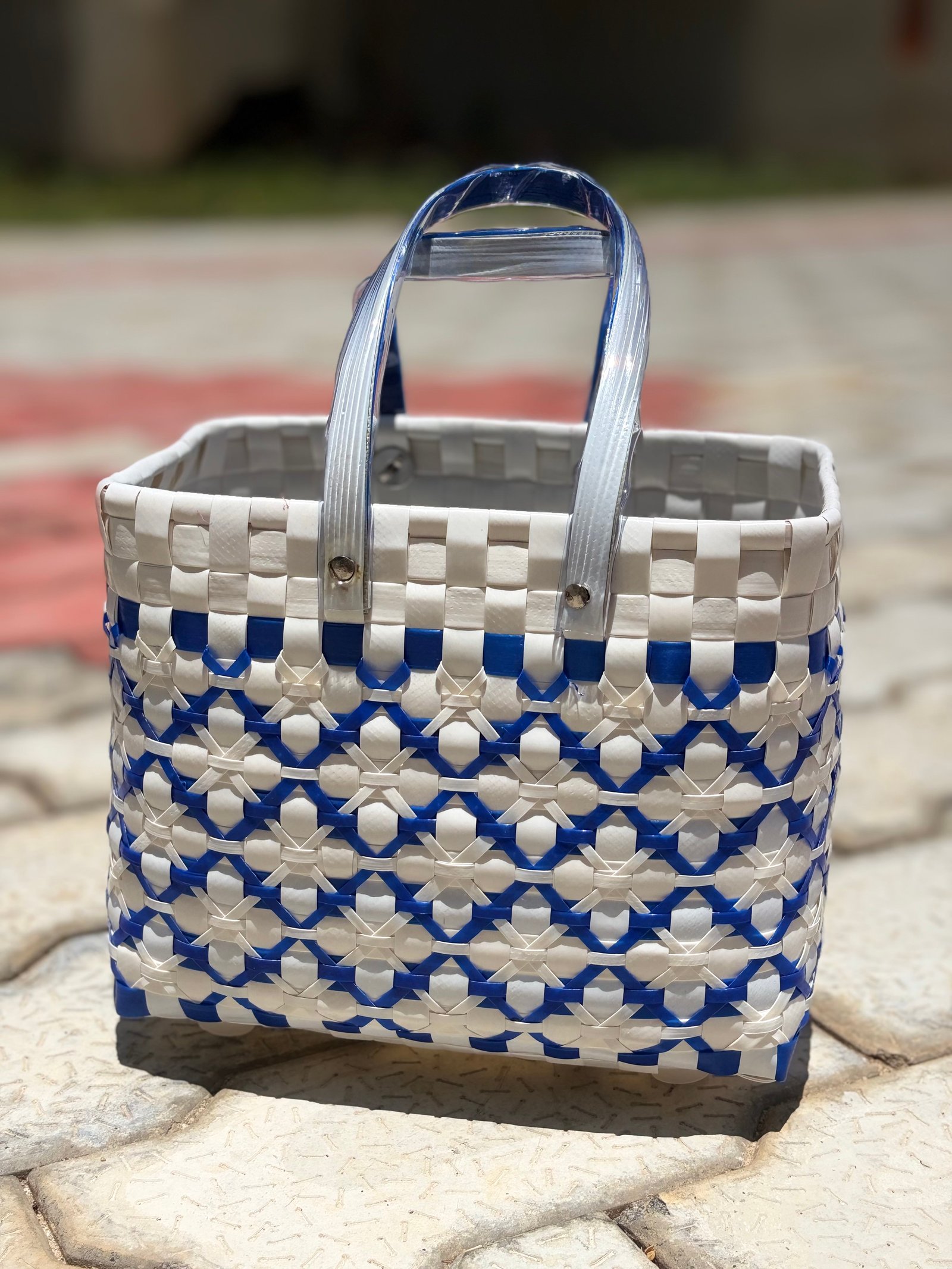 Chettinad Basket - Flower Design (Blue with White)