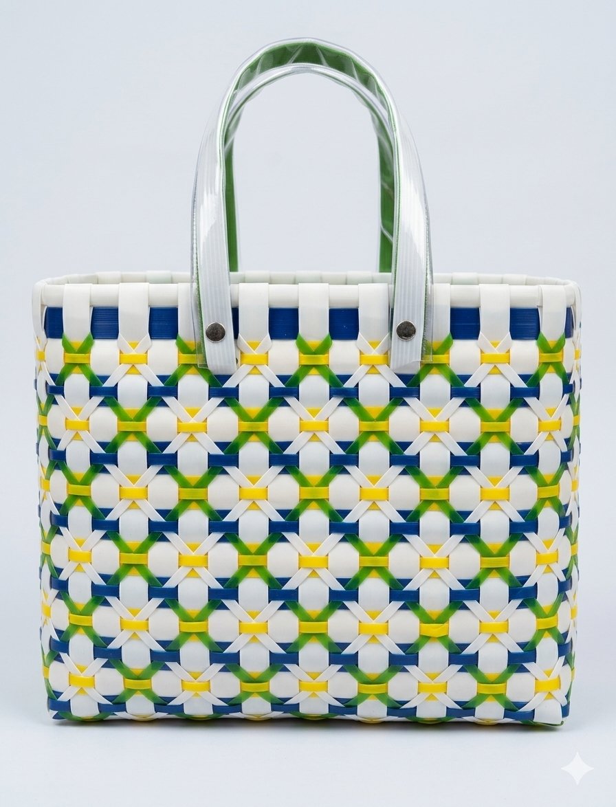 Chettinad Basket - Flower Design - Yellow,White,Blue